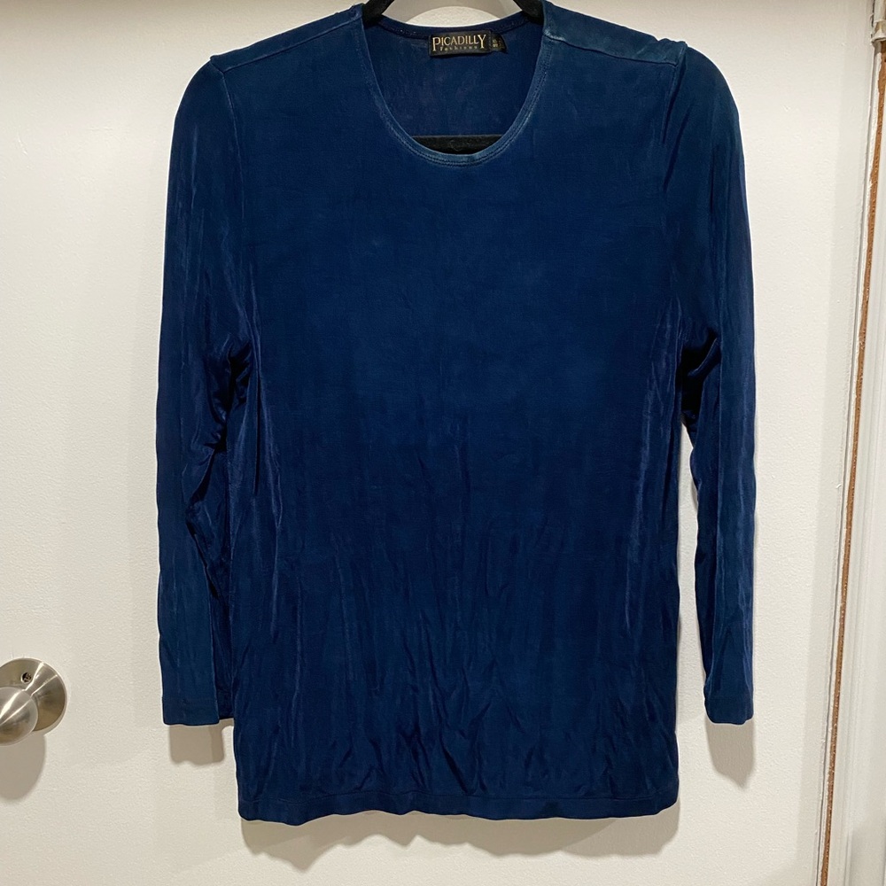 Picadilly Fashion Deep Blue Long Sleeve Top